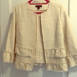 Ann Taylor Ruffle Jacket - Cream Colored